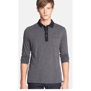 Billy Reid Trim Fit Speckled Polo Gray Shirt Large